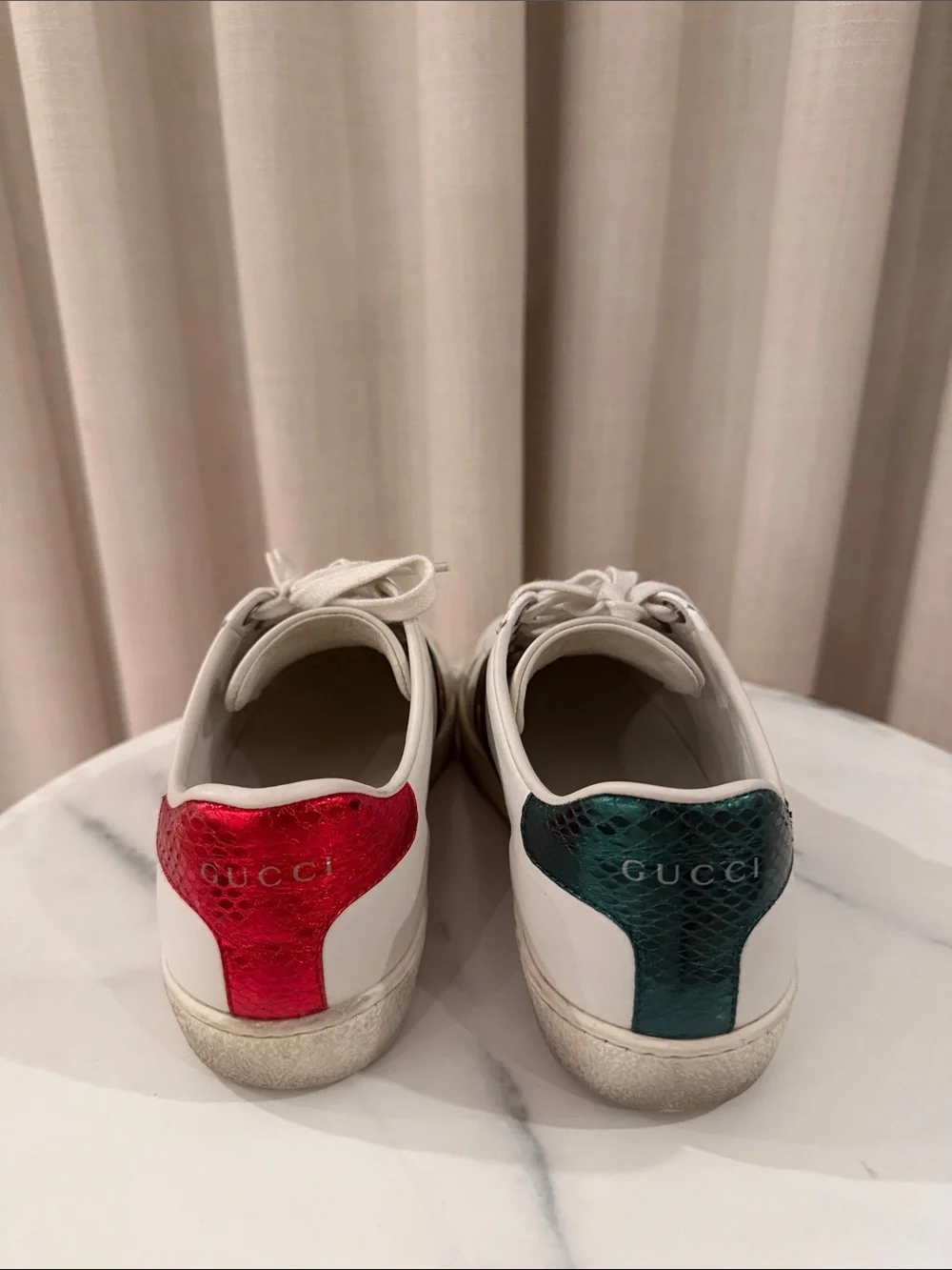Gucci White Leather Sneakers with Ladybug and Pineapple Embroidery